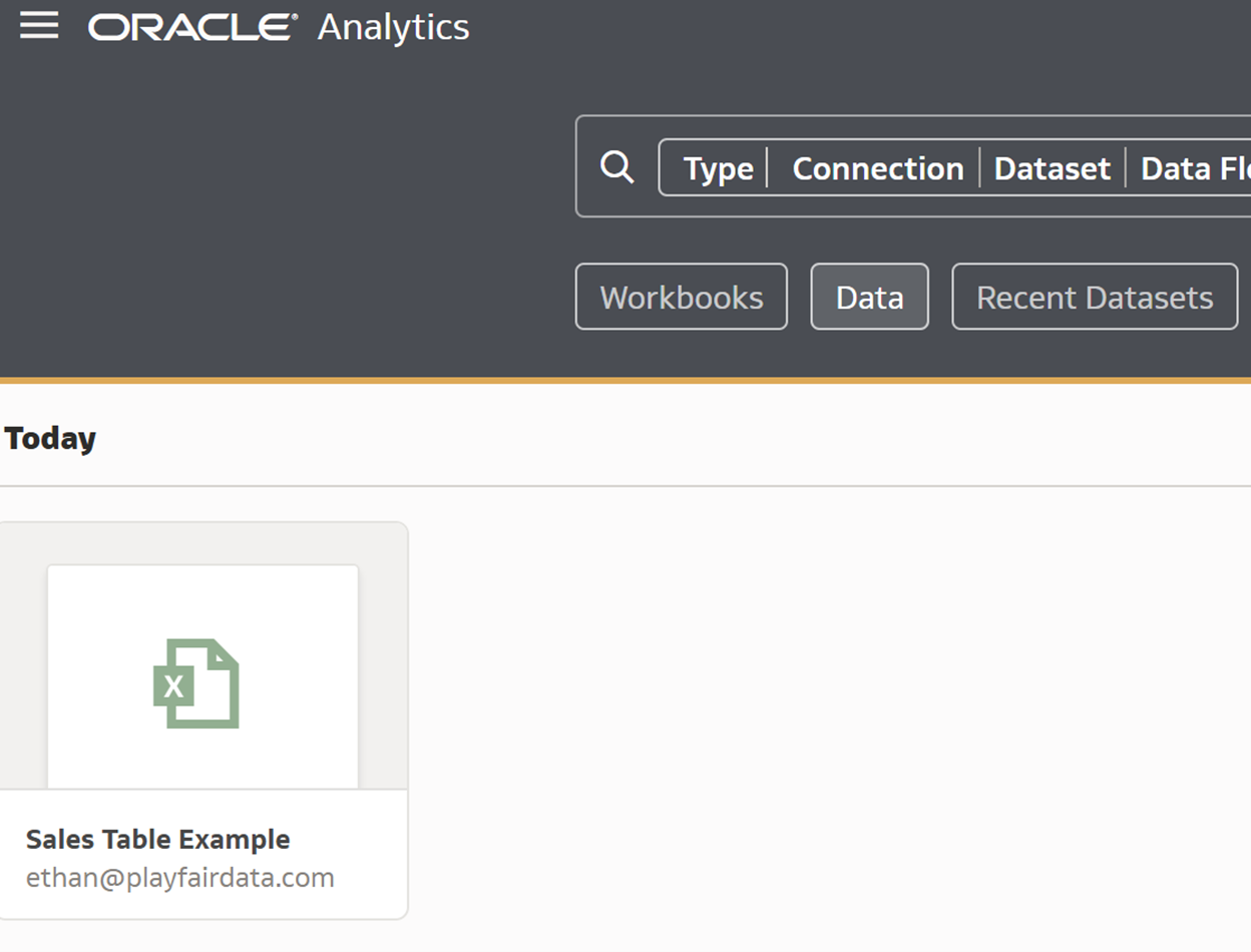 New dataset in data tab